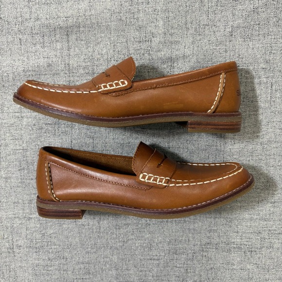 Sperry Top Sider Shoe Women 6.5 Brown Leather Penny Loafer Flats - Picture 9 of 9